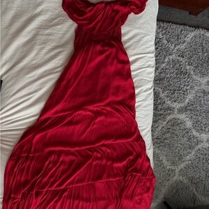 Red Off the shoulder maxi dress